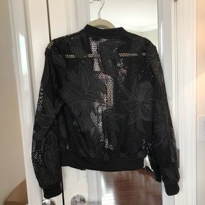 Nasty Gal mesh bomber jacket with flower details